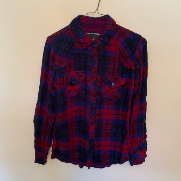 Rails Deep Red and Blue Flannel - Picture 1 of 3